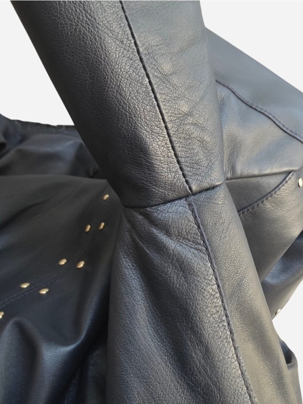 100% Leather Worth Studded Sheath Dress, Slate Gray Navy, Sz 10 - Picture 11 of 16
